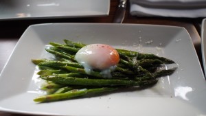 Asparagus, Parmesan, 63° Egg at Modern Steak